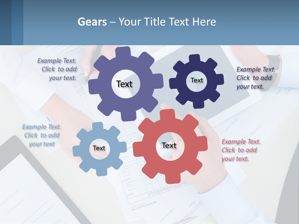A Group Of People Sitting At A Table With A Tablet PowerPoint Template