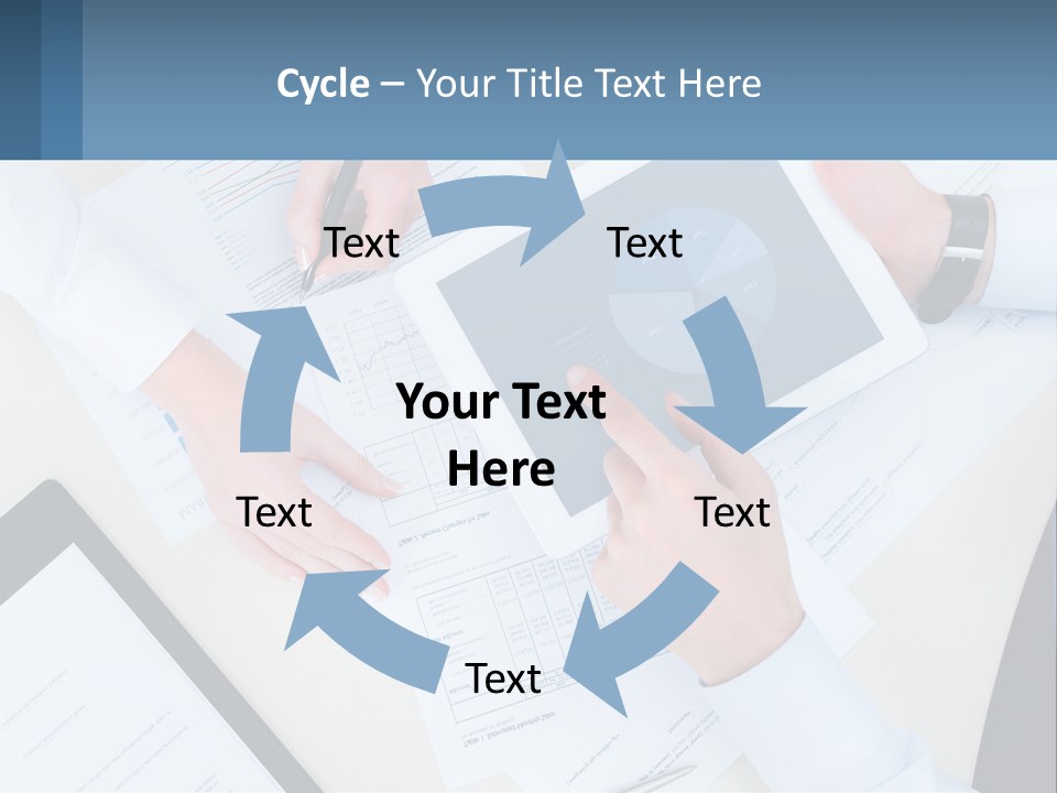 A Group Of People Sitting At A Table With A Tablet PowerPoint Template