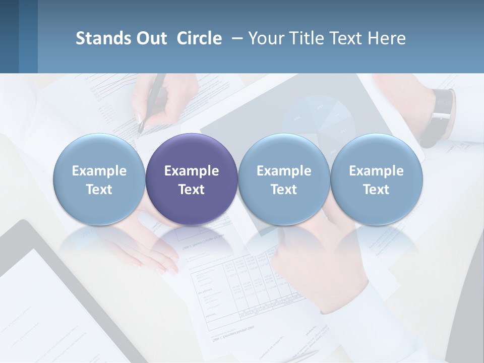 A Group Of People Sitting At A Table With A Tablet PowerPoint Template