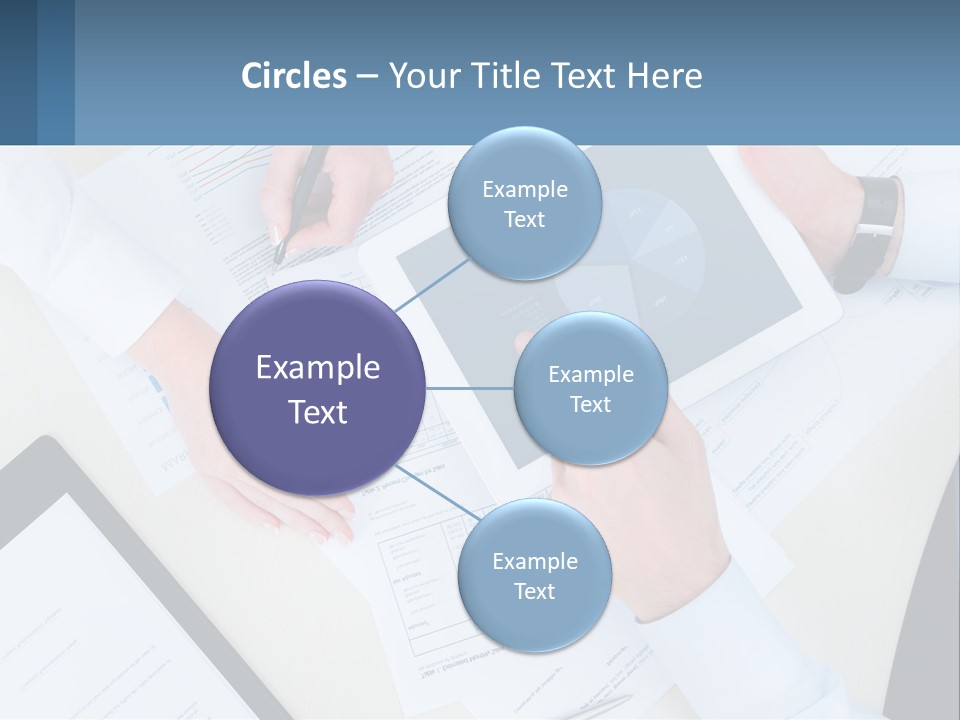 A Group Of People Sitting At A Table With A Tablet PowerPoint Template