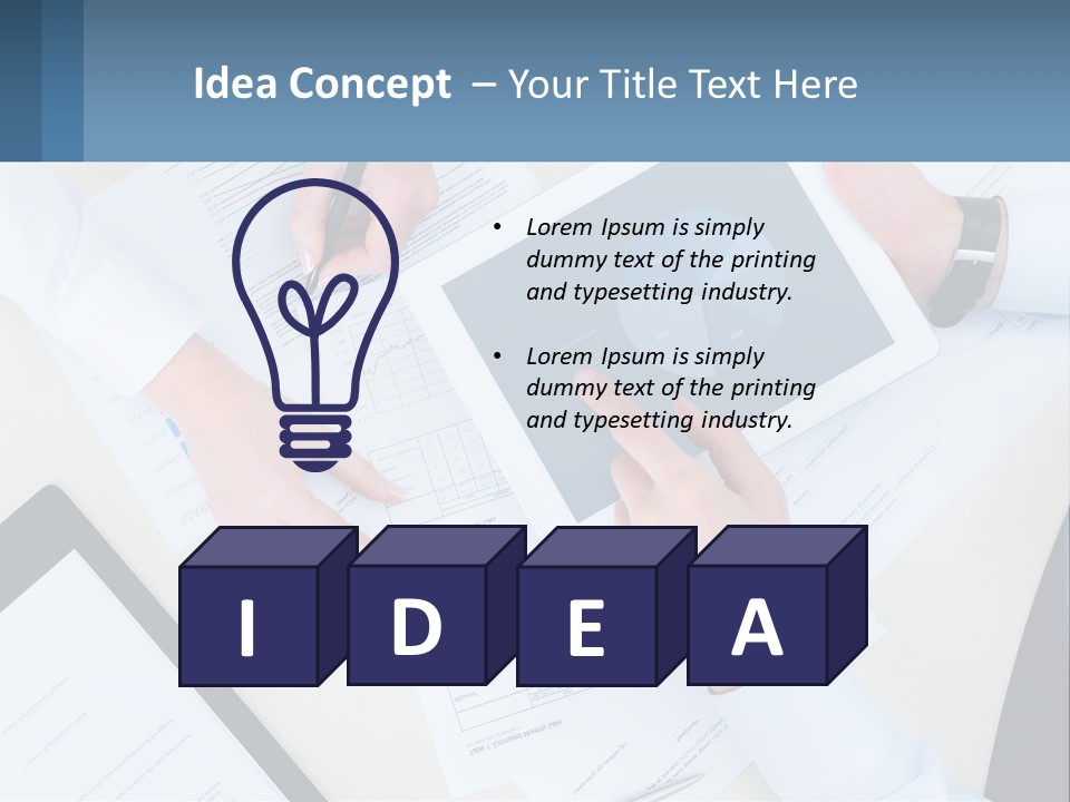 A Group Of People Sitting At A Table With A Tablet PowerPoint Template