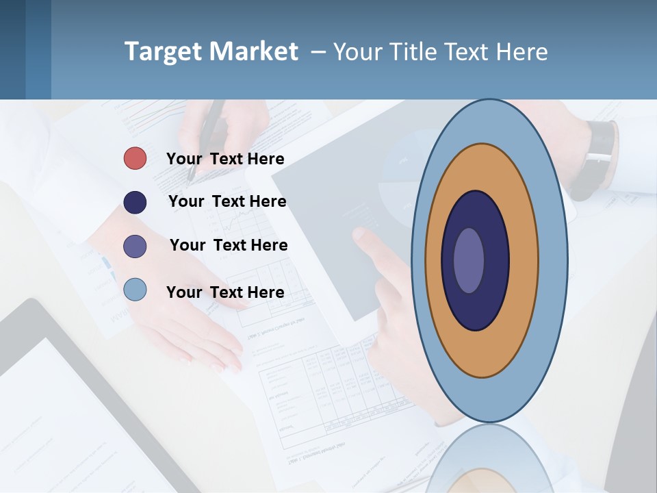 A Group Of People Sitting At A Table With A Tablet PowerPoint Template