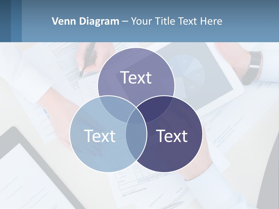 A Group Of People Sitting At A Table With A Tablet PowerPoint Template