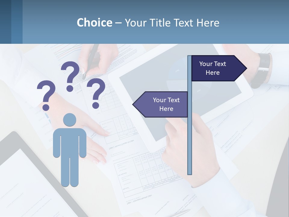 A Group Of People Sitting At A Table With A Tablet PowerPoint Template