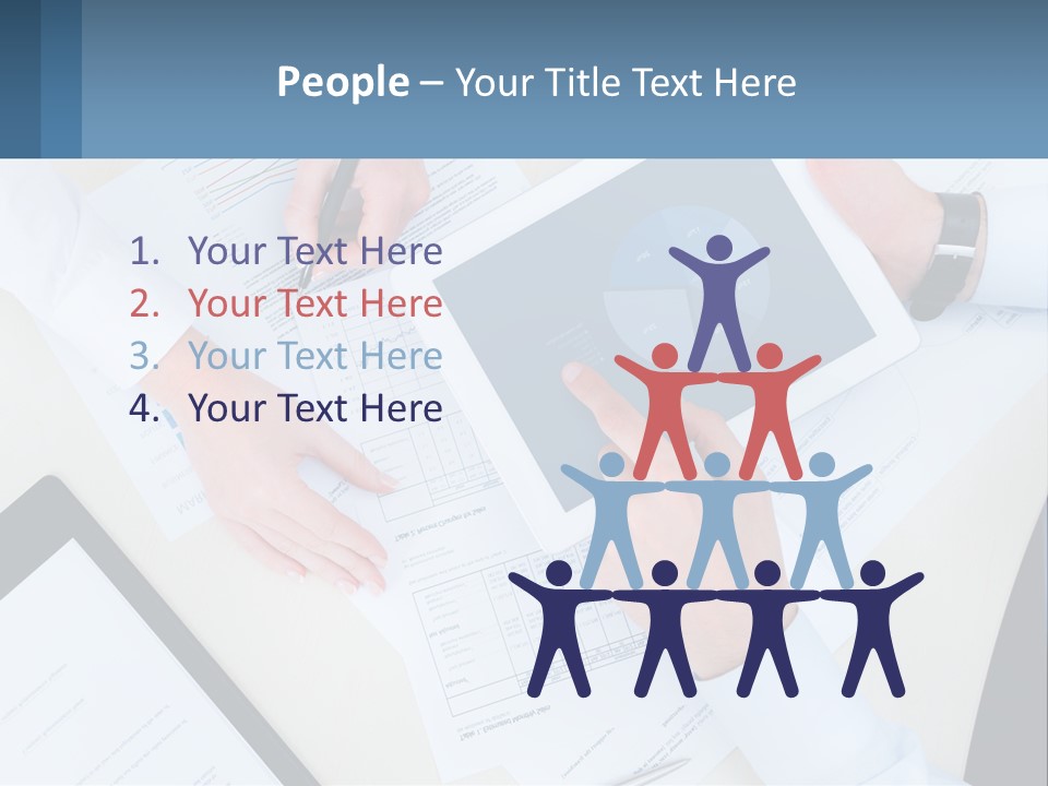 A Group Of People Sitting At A Table With A Tablet PowerPoint Template