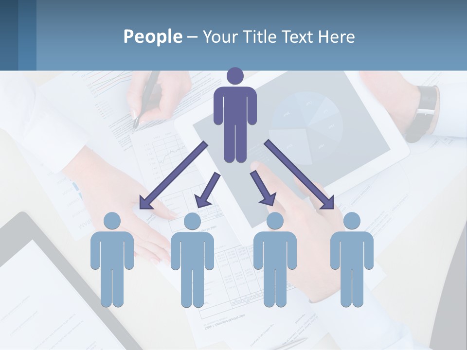 A Group Of People Sitting At A Table With A Tablet PowerPoint Template