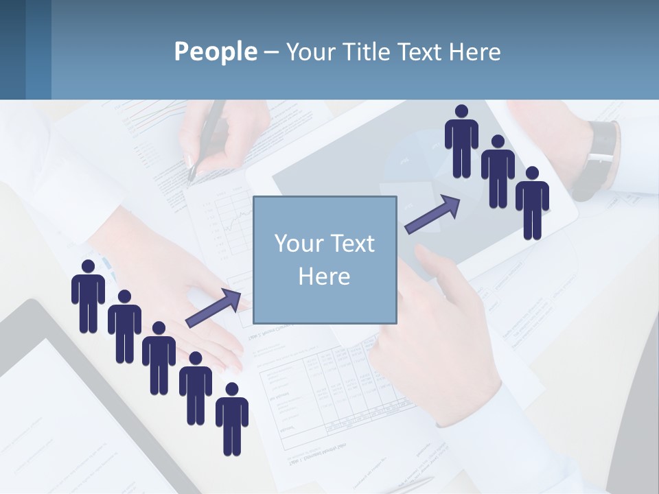 A Group Of People Sitting At A Table With A Tablet PowerPoint Template