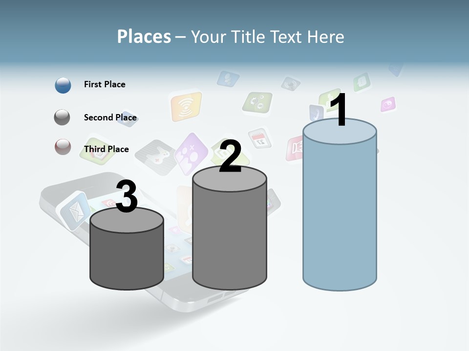 A Cell Phone With A Lot Of App Icons Coming Out Of It PowerPoint Template