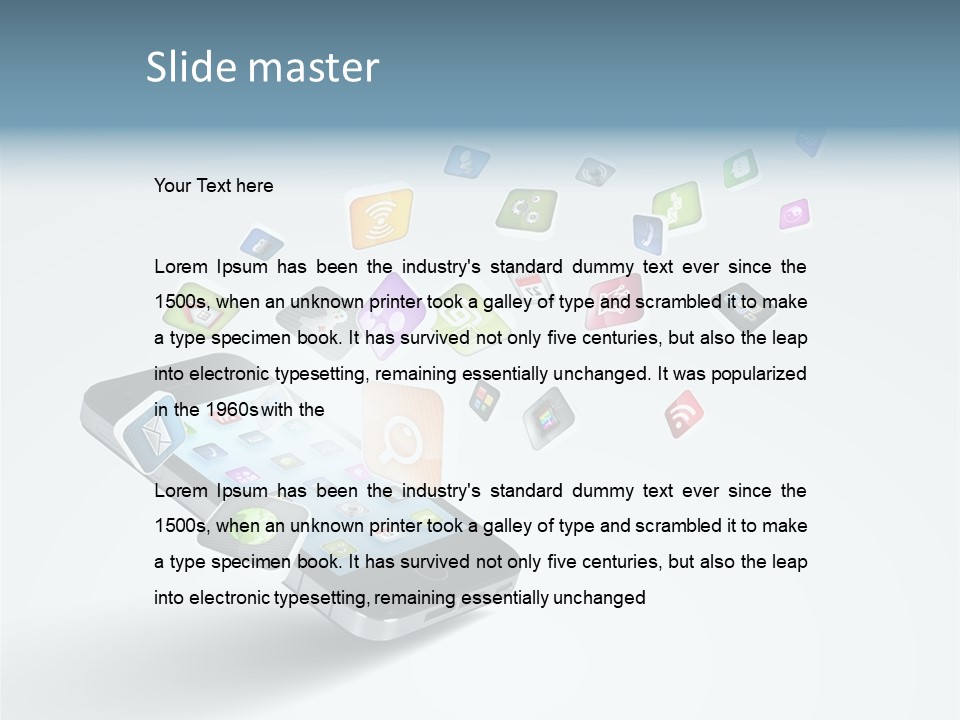 A Cell Phone With A Lot Of App Icons Coming Out Of It PowerPoint Template