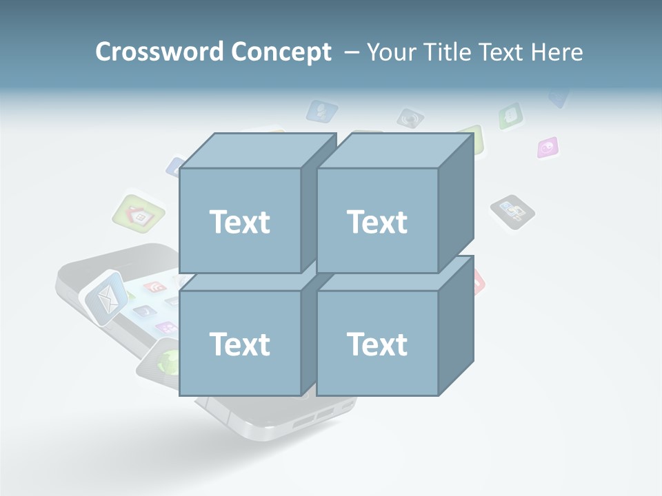 A Cell Phone With A Lot Of App Icons Coming Out Of It PowerPoint Template