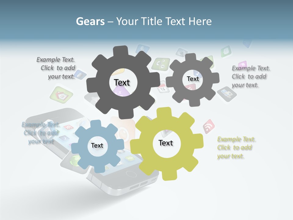 A Cell Phone With A Lot Of App Icons Coming Out Of It PowerPoint Template
