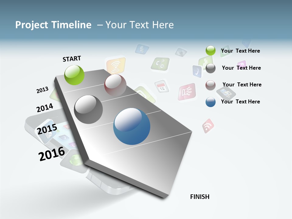 A Cell Phone With A Lot Of App Icons Coming Out Of It PowerPoint Template