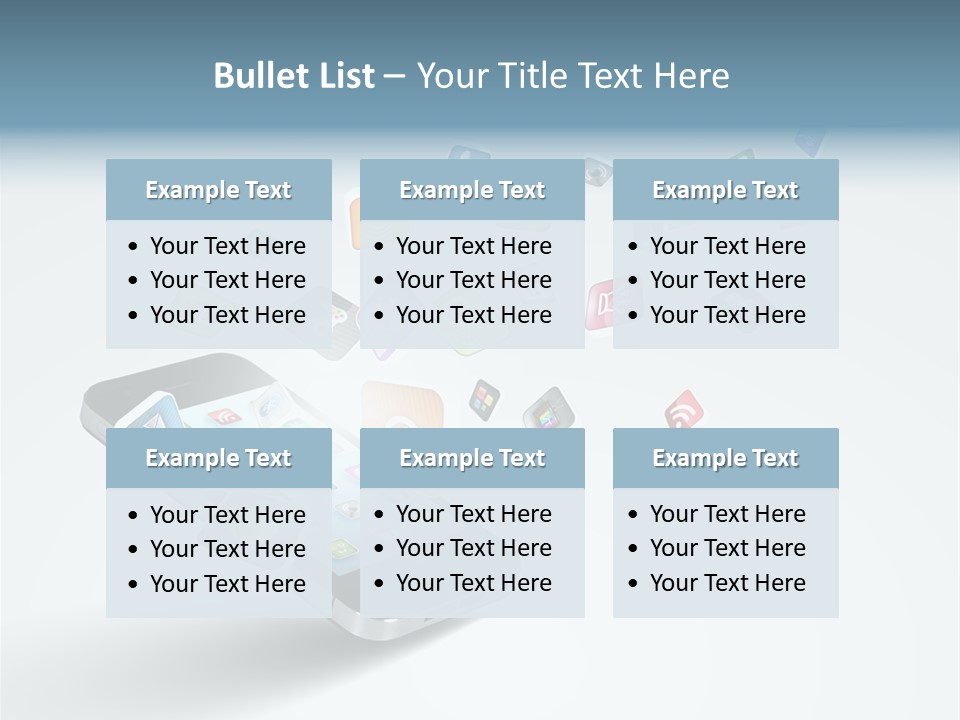 A Cell Phone With A Lot Of App Icons Coming Out Of It PowerPoint Template