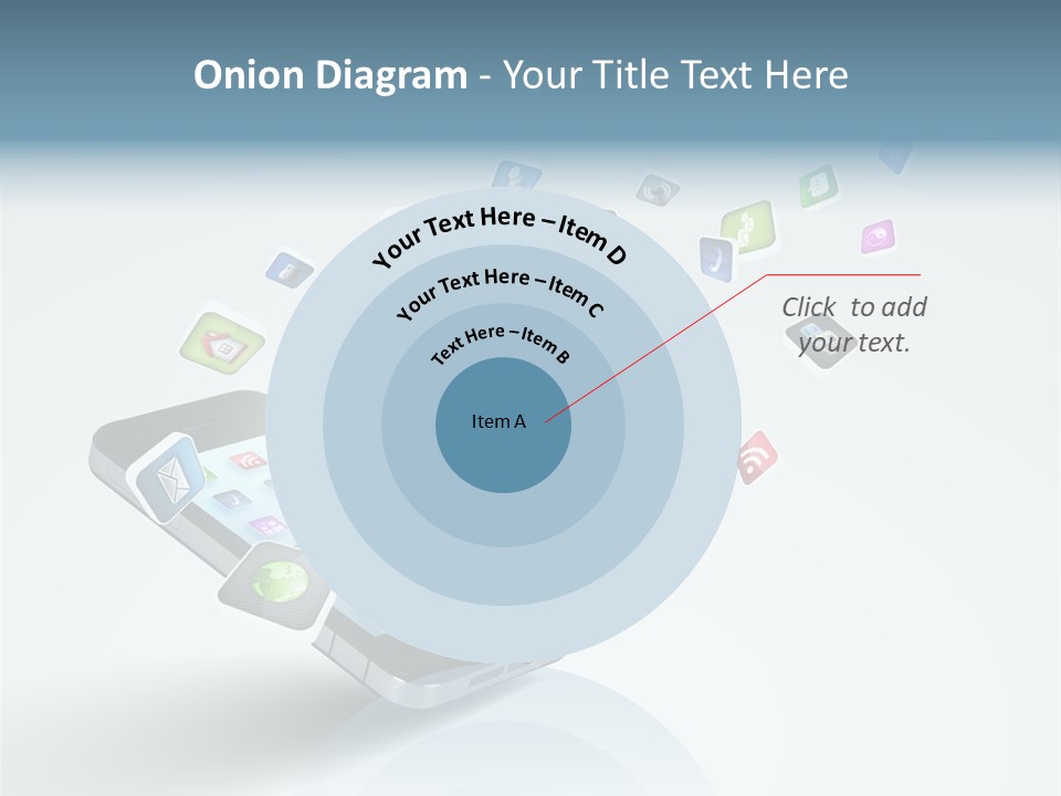 A Cell Phone With A Lot Of App Icons Coming Out Of It PowerPoint Template