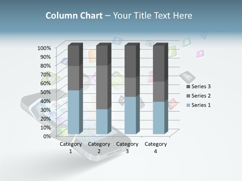 A Cell Phone With A Lot Of App Icons Coming Out Of It PowerPoint Template