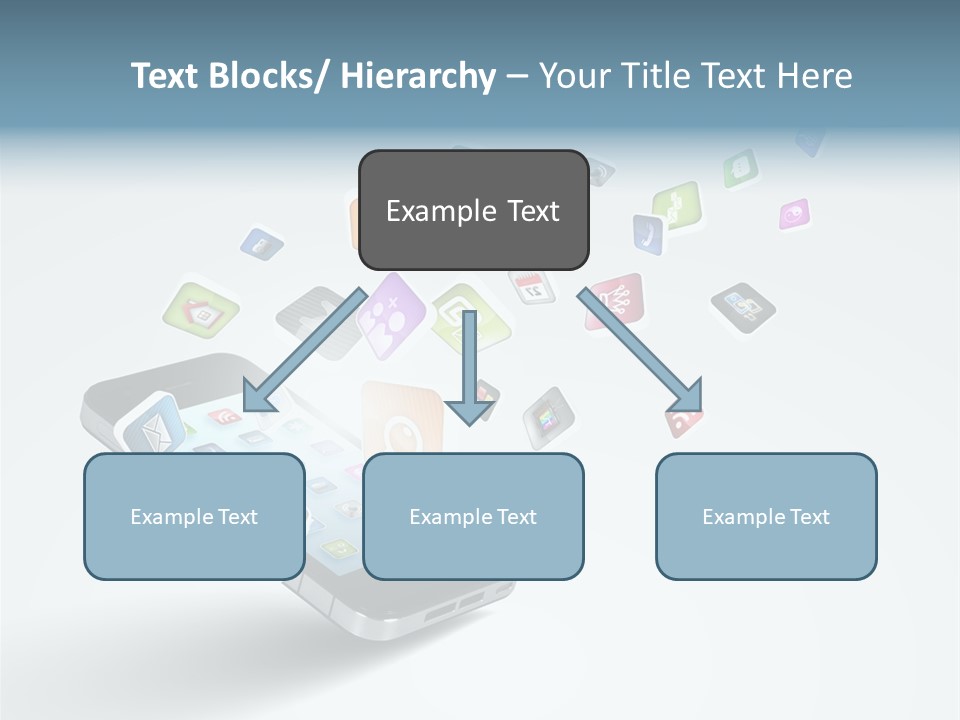 A Cell Phone With A Lot Of App Icons Coming Out Of It PowerPoint Template