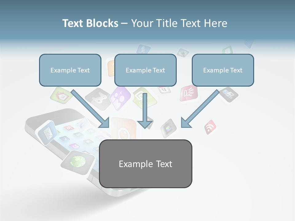 A Cell Phone With A Lot Of App Icons Coming Out Of It PowerPoint Template