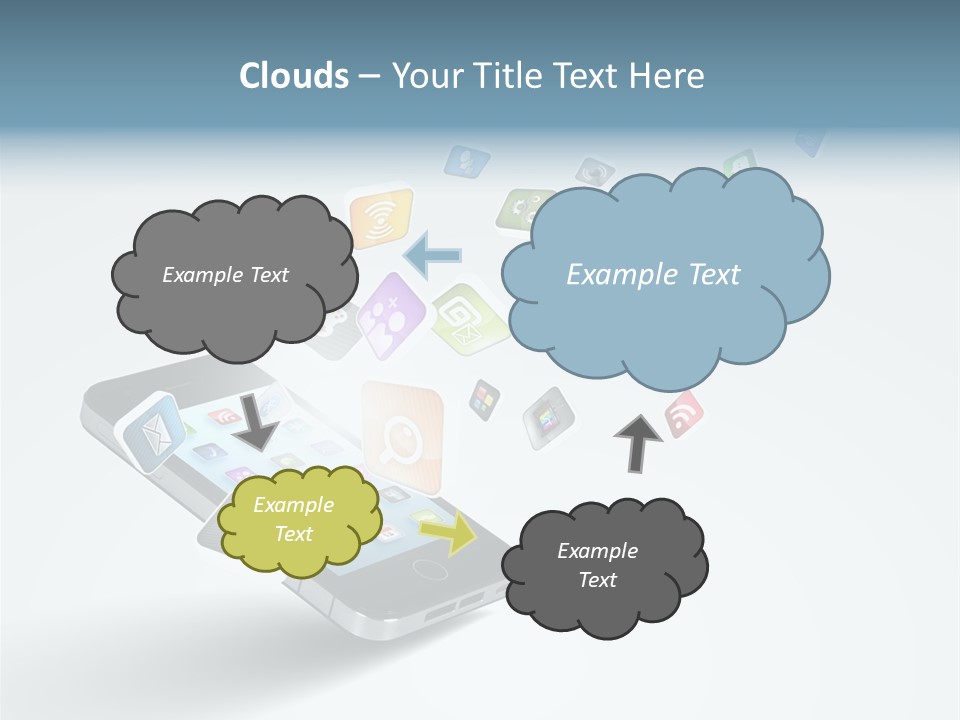 A Cell Phone With A Lot Of App Icons Coming Out Of It PowerPoint Template