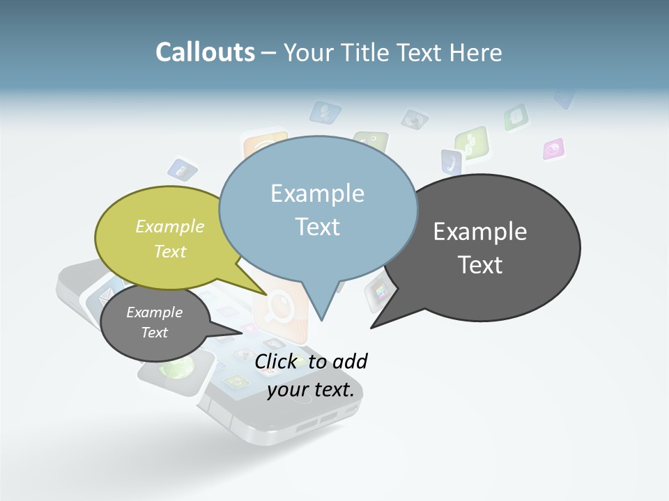 A Cell Phone With A Lot Of App Icons Coming Out Of It PowerPoint Template