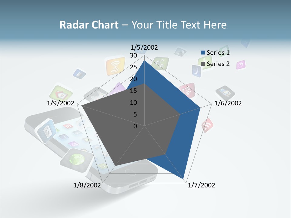 A Cell Phone With A Lot Of App Icons Coming Out Of It PowerPoint Template