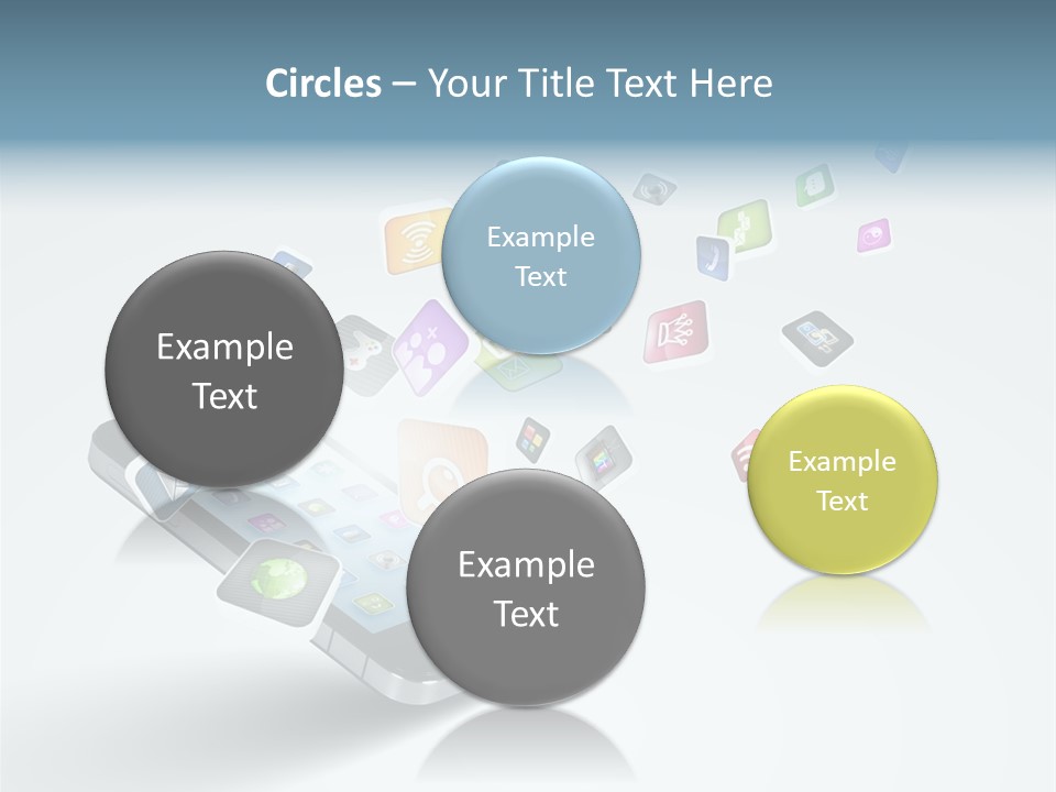A Cell Phone With A Lot Of App Icons Coming Out Of It PowerPoint Template