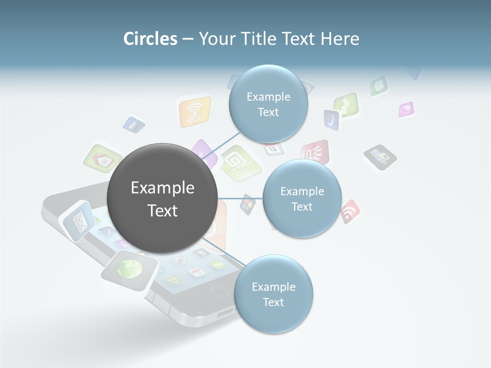 A Cell Phone With A Lot Of App Icons Coming Out Of It PowerPoint Template