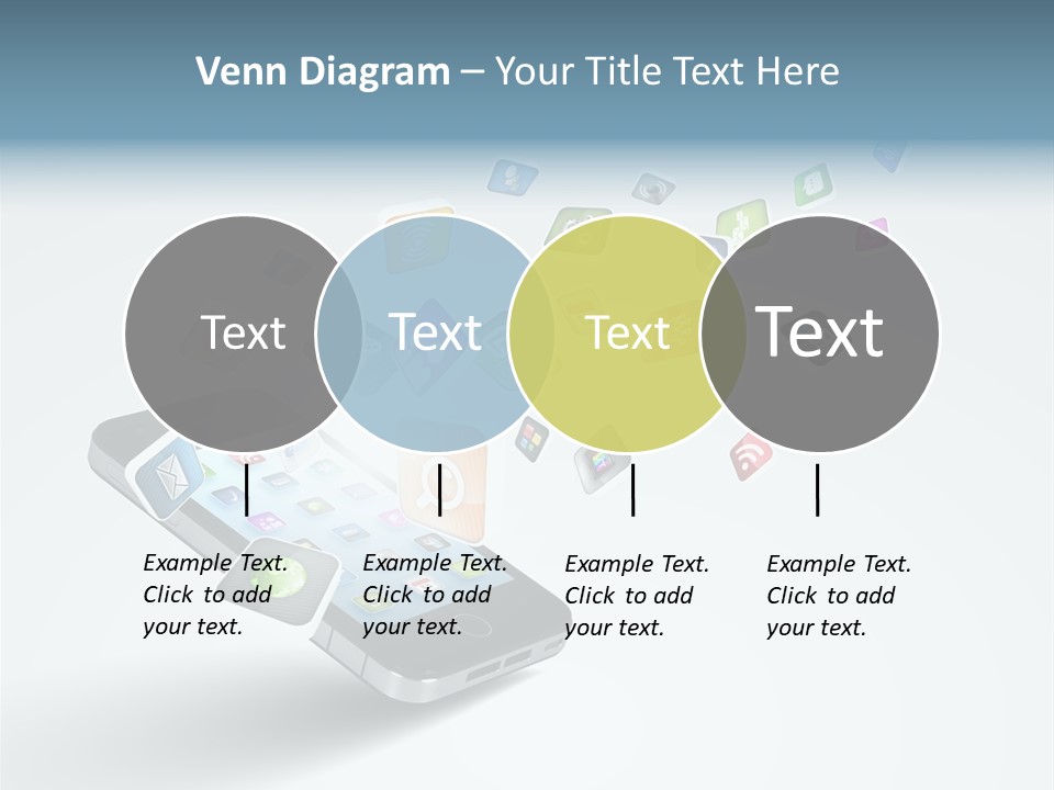 A Cell Phone With A Lot Of App Icons Coming Out Of It PowerPoint Template