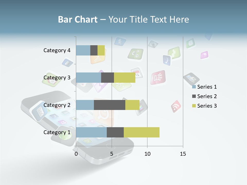 A Cell Phone With A Lot Of App Icons Coming Out Of It PowerPoint Template