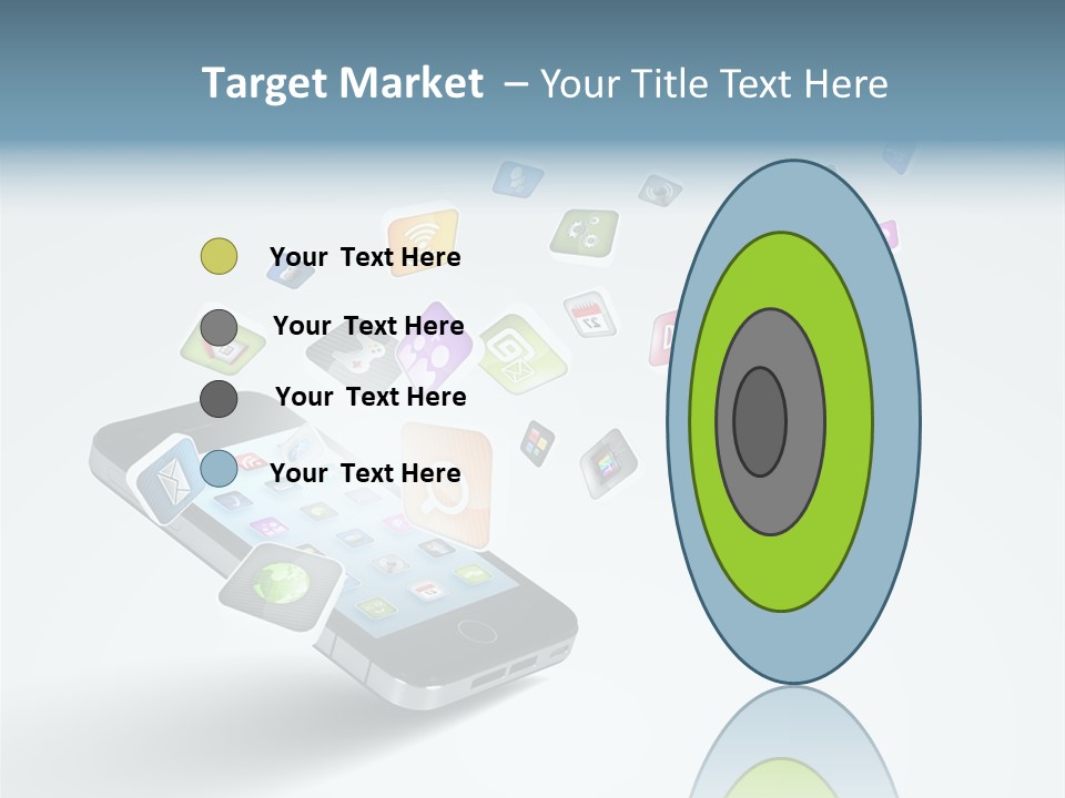 A Cell Phone With A Lot Of App Icons Coming Out Of It PowerPoint Template
