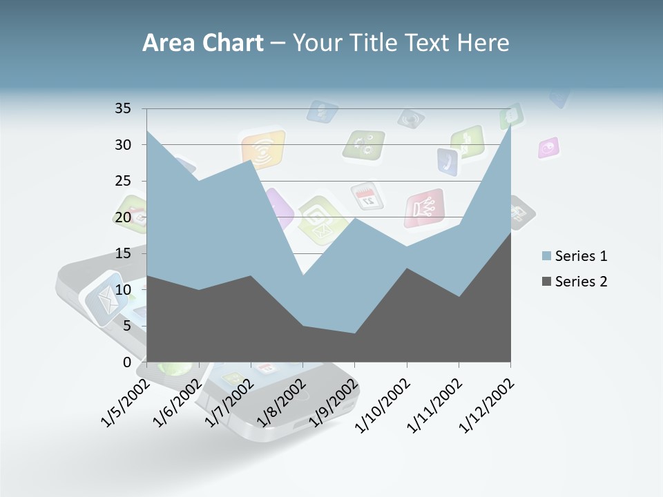 A Cell Phone With A Lot Of App Icons Coming Out Of It PowerPoint Template