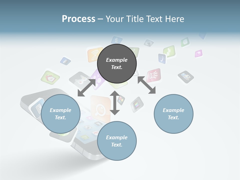 A Cell Phone With A Lot Of App Icons Coming Out Of It PowerPoint Template