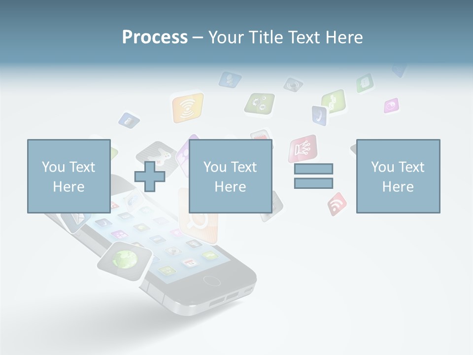 A Cell Phone With A Lot Of App Icons Coming Out Of It PowerPoint Template