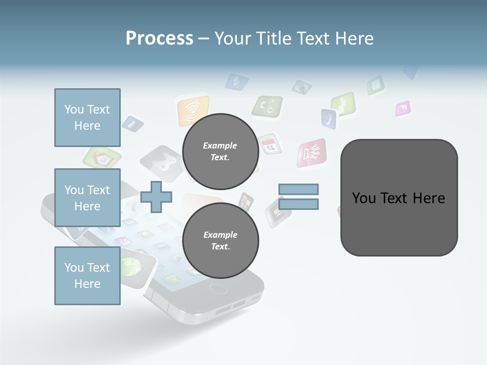 A Cell Phone With A Lot Of App Icons Coming Out Of It PowerPoint Template