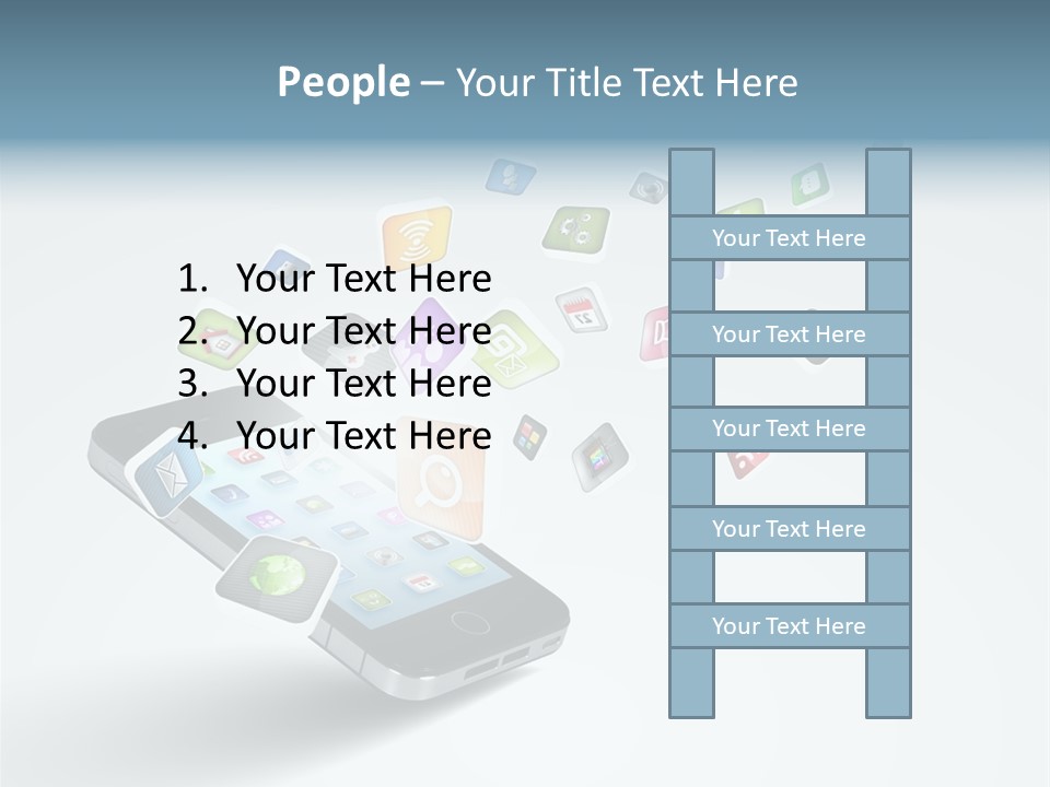 A Cell Phone With A Lot Of App Icons Coming Out Of It PowerPoint Template