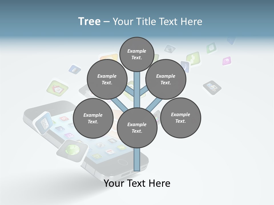 A Cell Phone With A Lot Of App Icons Coming Out Of It PowerPoint Template