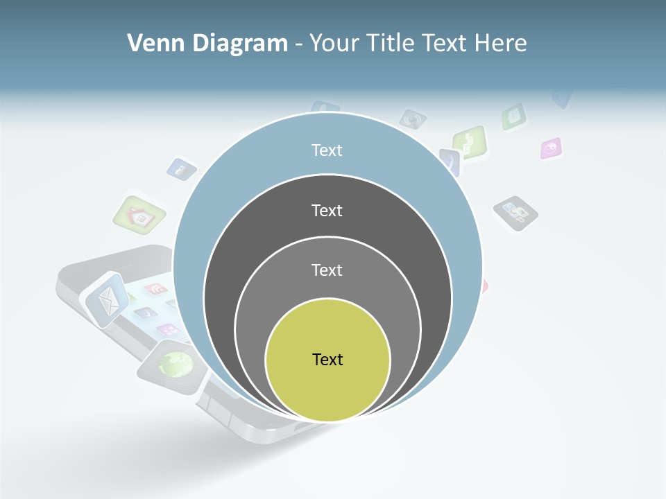 A Cell Phone With A Lot Of App Icons Coming Out Of It PowerPoint Template