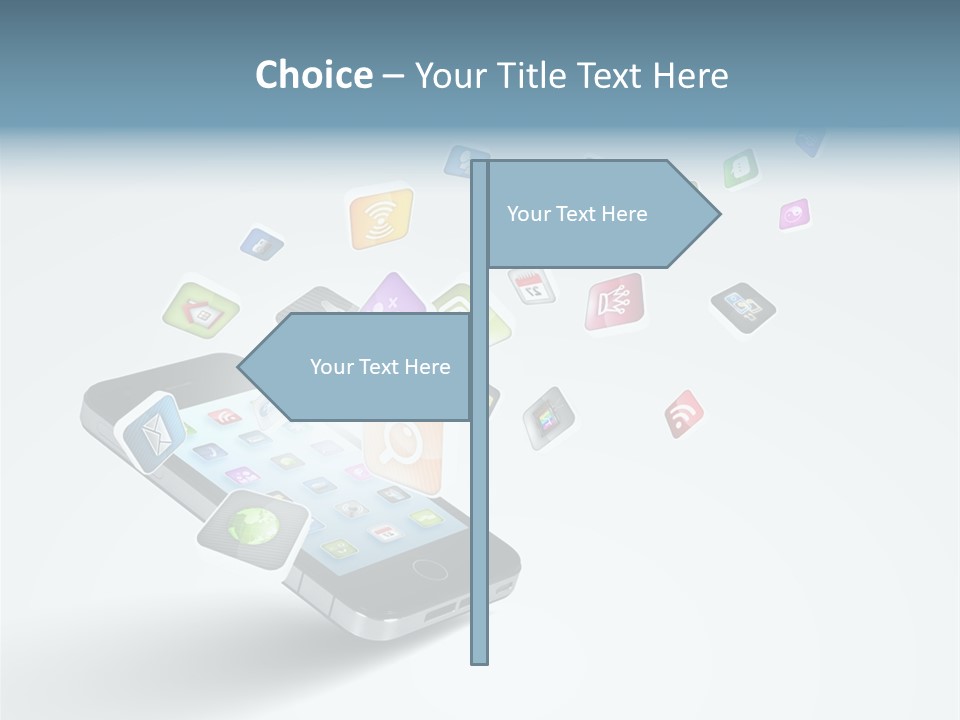 A Cell Phone With A Lot Of App Icons Coming Out Of It PowerPoint Template