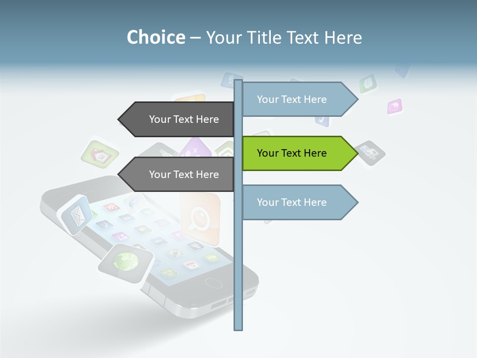 A Cell Phone With A Lot Of App Icons Coming Out Of It PowerPoint Template