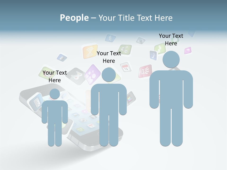 A Cell Phone With A Lot Of App Icons Coming Out Of It PowerPoint Template