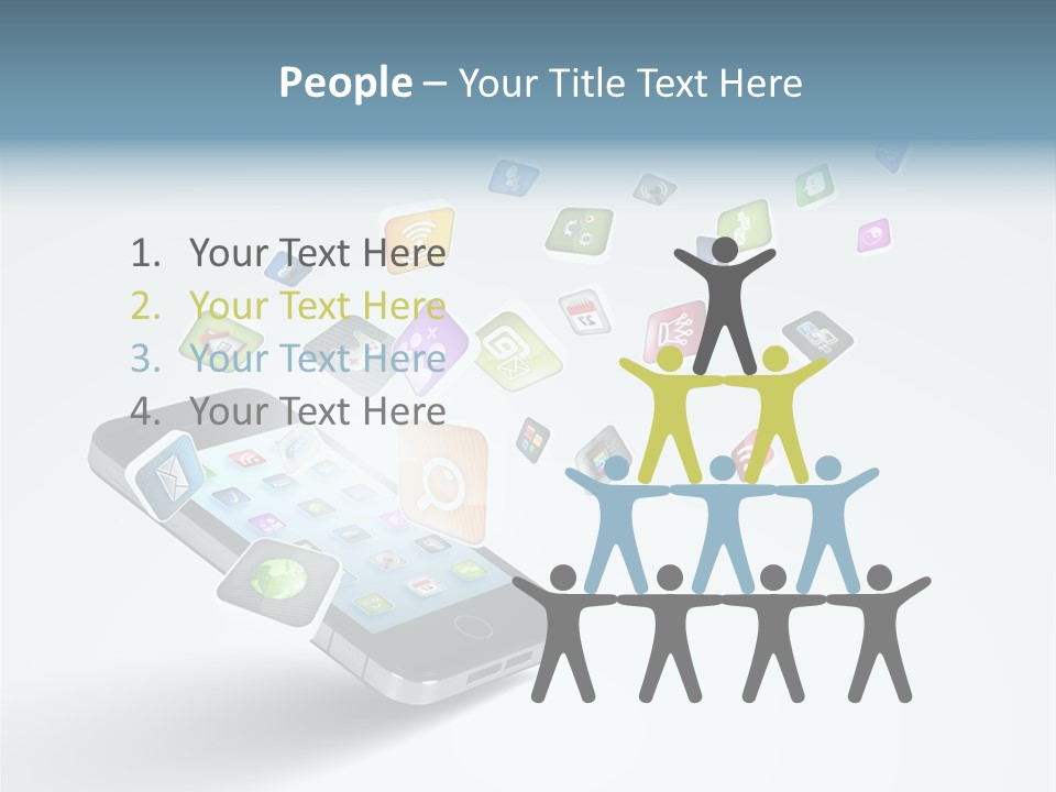 A Cell Phone With A Lot Of App Icons Coming Out Of It PowerPoint Template