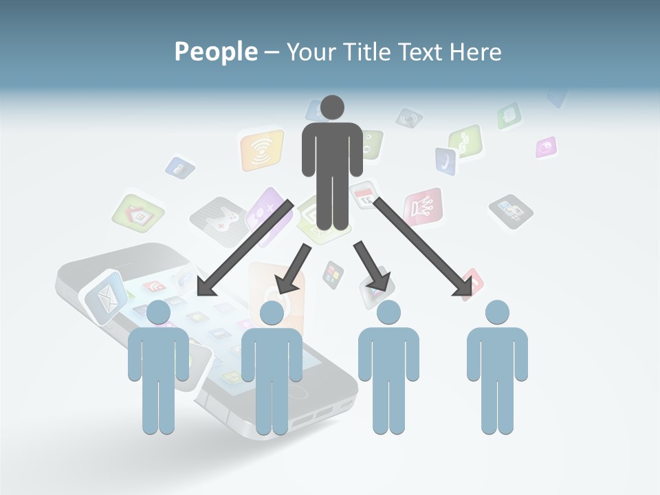 A Cell Phone With A Lot Of App Icons Coming Out Of It PowerPoint Template