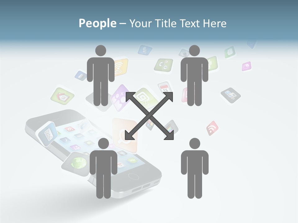 A Cell Phone With A Lot Of App Icons Coming Out Of It PowerPoint Template