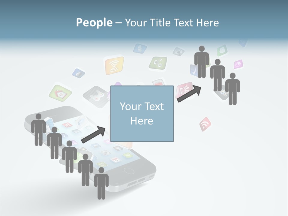 A Cell Phone With A Lot Of App Icons Coming Out Of It PowerPoint Template
