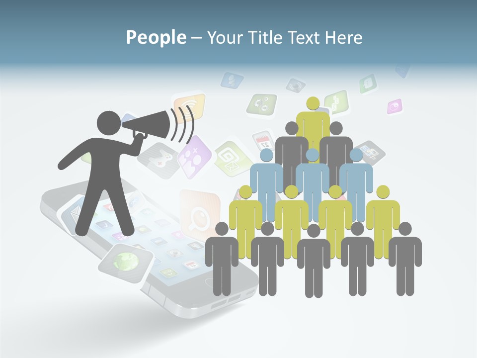 A Cell Phone With A Lot Of App Icons Coming Out Of It PowerPoint Template