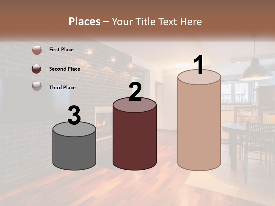 A Living Room With A Fireplace And A Flat Screen Tv PowerPoint Template
