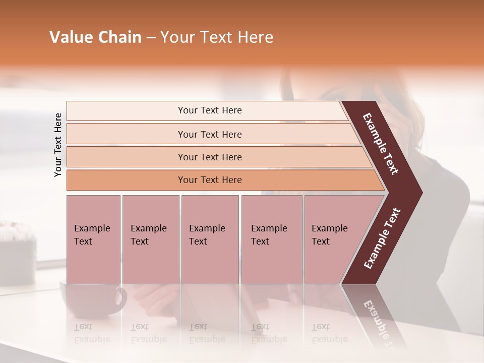 A Woman Sitting At A Table Talking On A Cell Phone PowerPoint Template