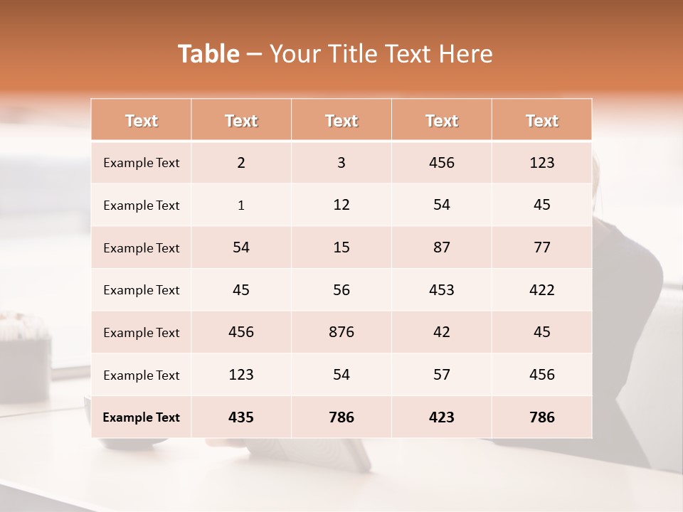 A Woman Sitting At A Table Talking On A Cell Phone PowerPoint Template