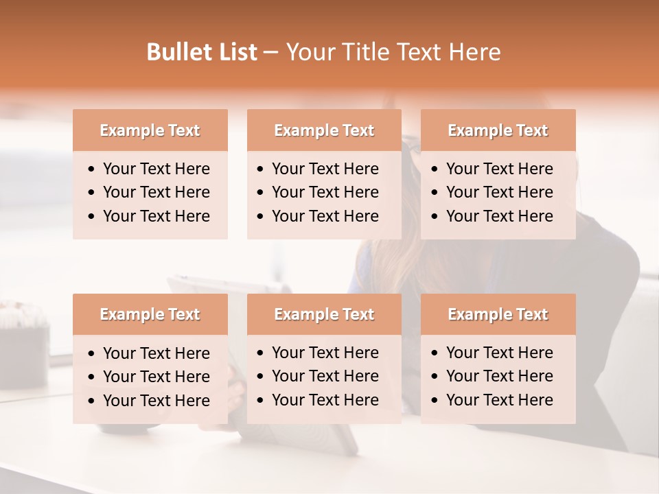 A Woman Sitting At A Table Talking On A Cell Phone PowerPoint Template