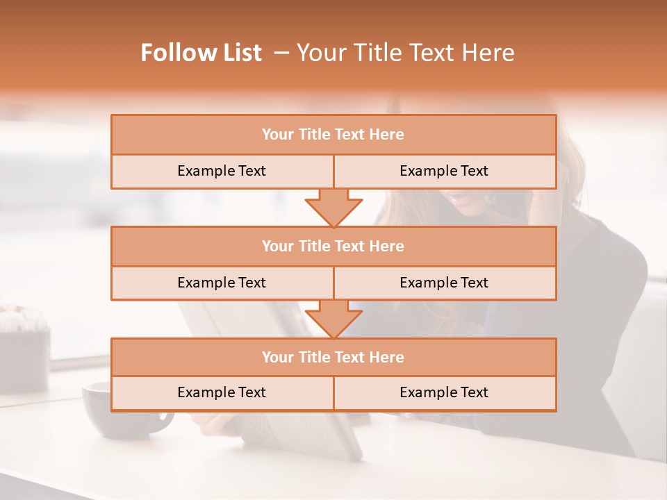 A Woman Sitting At A Table Talking On A Cell Phone PowerPoint Template