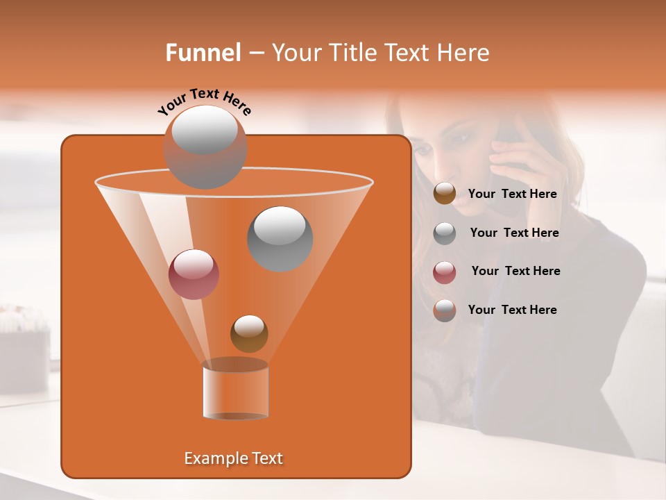 A Woman Sitting At A Table Talking On A Cell Phone PowerPoint Template
